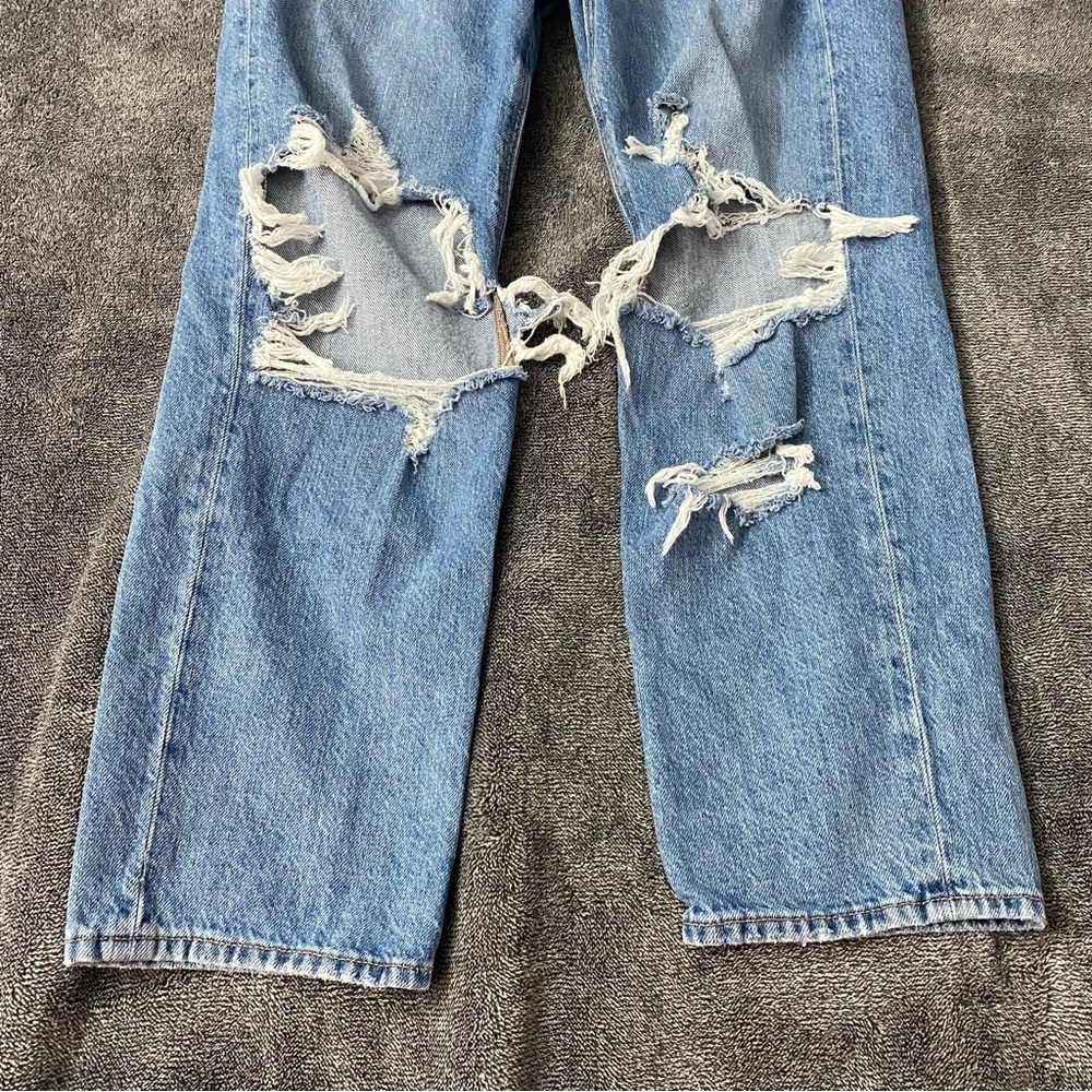 American Eagle Outfitters Distressed Jeans with colorful accents Wide Leg Size 6 - Picture 6 of 13